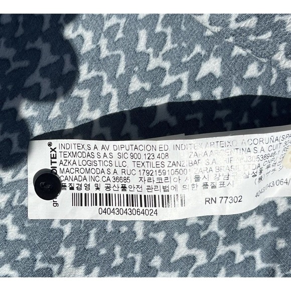 Zara Womens Size S Swing Shift Dress Blue White Long Sleeve Geometric Print Mini - Picture 10 of 15